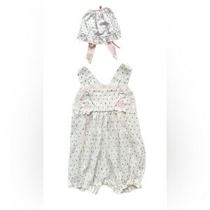 Sleeveless Romper w Bonnet - 18 Mo